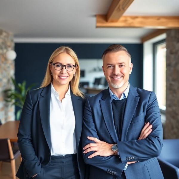 Portret ekipe svetovalcev Zupančič & Zupančič v pisarni